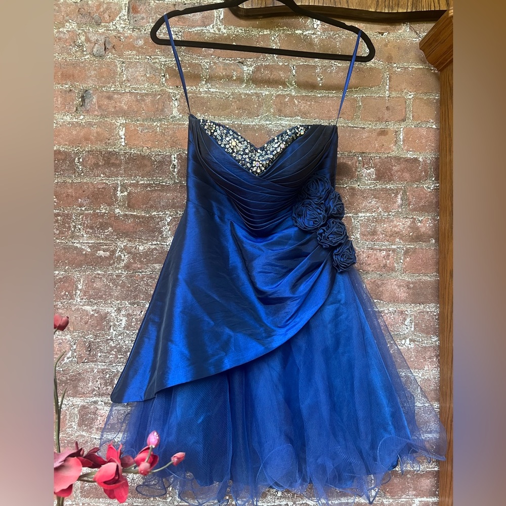 J&J Fashion USA - Navy Blue Strapless Dress